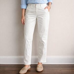 Talbots White Relaxed Chino Pants Sz 4 High Rise Straight Leg Casual EUC Summer